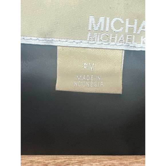 Michael Kors Black Belted Puffer Coat Jacket Gold Hardware Womens PM Petite Med - Picture 6 of 7